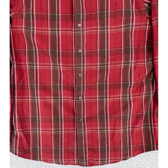 Dockers Men'x XL 17/17 1/2 Red Plaid Button Down Shirt Long Sleeves - Picture 3 of 10